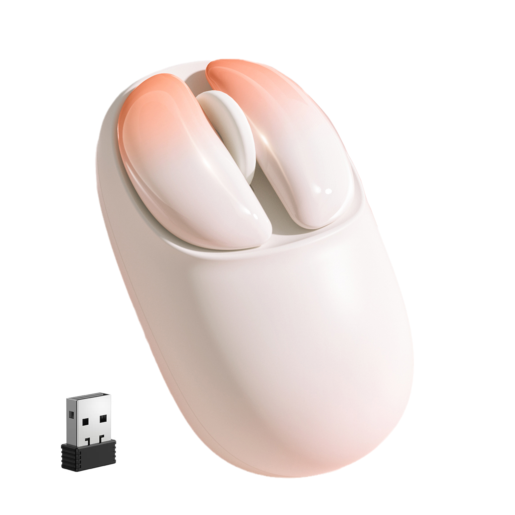 Pink Wireless Mouse Ergonomic, Silence Detachable Buttons, Rechargeable Cute USB C Design for Left/R